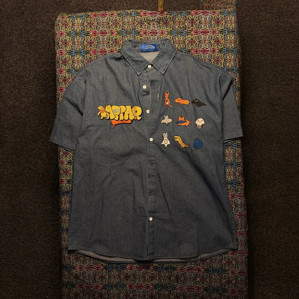 Vintage Graphic Embroidered Denim Blue XL